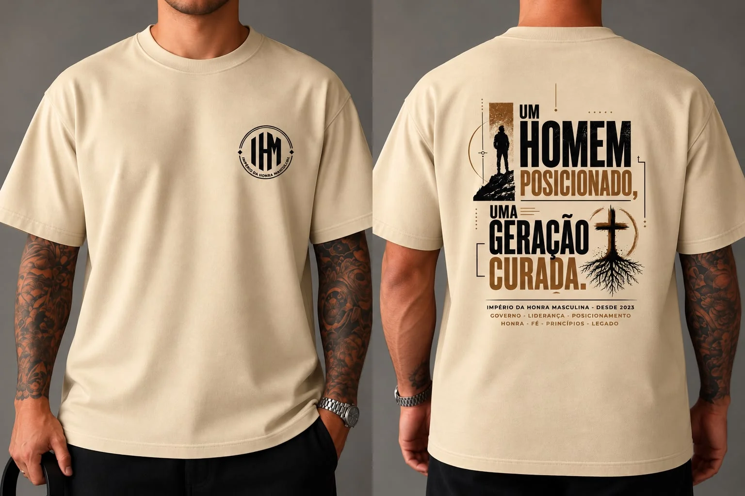 Um homem posicionado — Areia. Frente e costas.